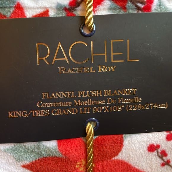 🎄Gorgeous King Sized Poinsettia Plush Blanket 🎄Rich vibrant colors! NWT - Picture 5 of 11